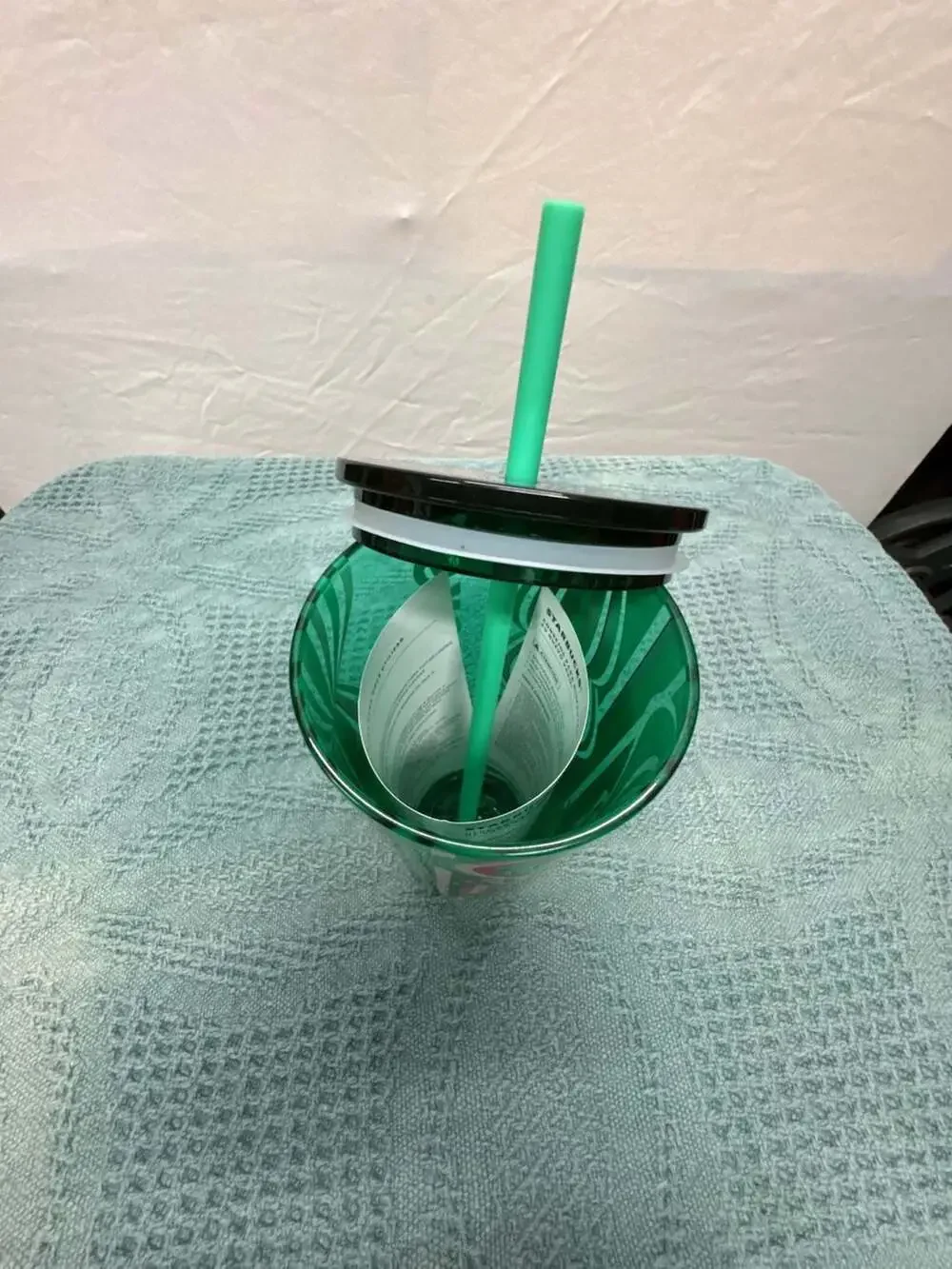 Starbucks 18 oz Holiday 2024 Green and Pink Striped Cold Cup Tumbler